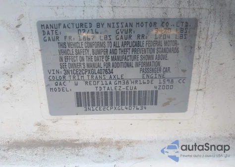 2016 Nissan Versa Note Sl из США, поврежденный, VIN 3N1CE2CPXGL407634